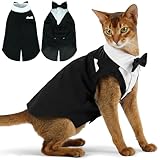PUMYPOREITY Cat Tuxedo Suit Formal Wear with Bow Tie, Soft Skin-Friendly Cat Costumes for Cats Only, Elegant Outfit for Male Female Cats, Perfect for Wedding Birthday Photo Shoots, M, Black