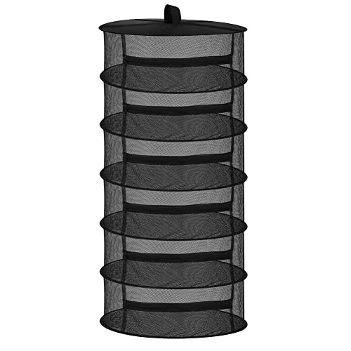 Rejilla de secado de hierbas plegable de 6 capas con cremallera, hebilla para colgar en S, 24 pinzas para la ropa, para secar, semillas, hierbas, plantas hidropónicas