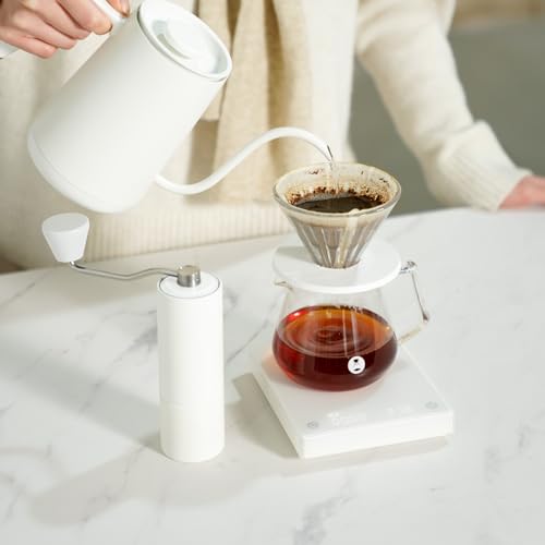 Image of TIMEMORE Chestnut C2S Manual Coffee Grinder Capacity 25g with CNC Stainless Steel Conical Burr, Internal Adjustable Setting, Double Bearing Positioning, Hand Grinder (White)
