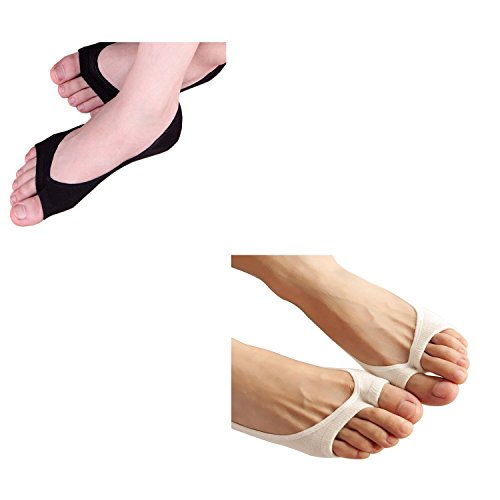 Image of seven wolves Womens Peep Toe Socks 6 Pairs, Toeless Cotton No Show Socks Non Slip Shoe Liner