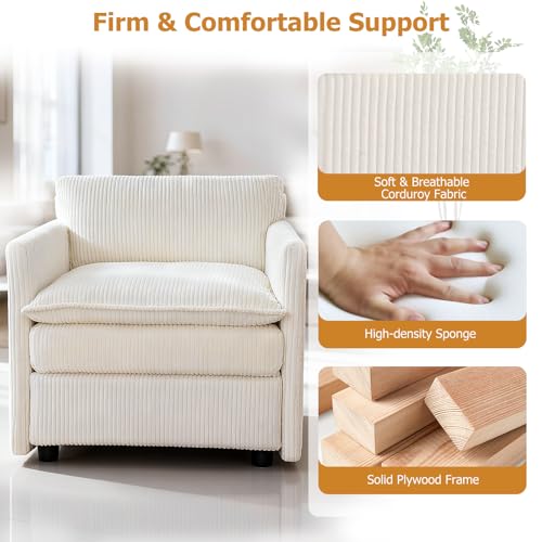 Sillón Oversized Plegable Beige miniatura 6