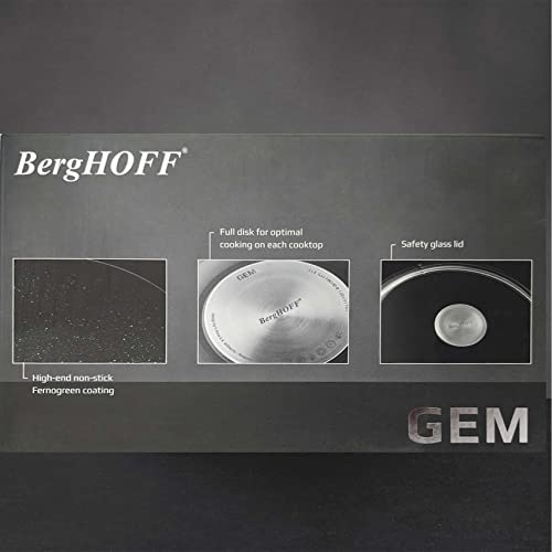 Berghoff Gem Non-Stick Cast Aluminum Stockpot 11" 7.7 Qt. Sturdy 2-Handle Glass Lid Ferno-Green, Pfoa Free Coating Induction Cooktop Ceramic Coated Oven Safe #TOP3