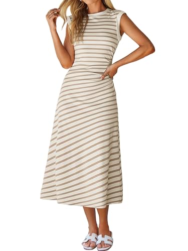 Glamaker Women Summer Tshirt Midi Dress Soft A Line Cap