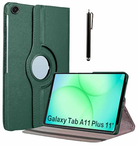 Image of ProElite Cover for Samsung Galaxy Tab A11 Plus 11 inch Case Cover, 360 Rotatable Smart Flip Case Cover for Galaxy Tab A11+ 11 inch Tablet with Stylus Pen, Dark Green