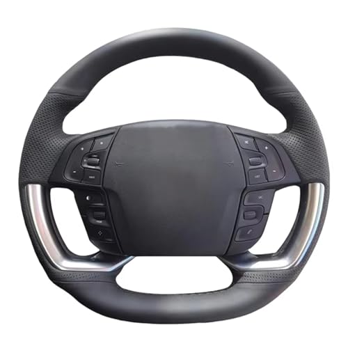 Cache Volant Voiture Pour Citroen Pour Grand Pour C4 Pour Picasso Pour Space Pour Tourer 2013-2022 Housse Volant Voiture Cuir Microfibre Cousue À La Main(Black Thread)