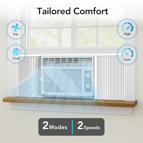 Comfort Zone Window Mounted Room Air Conditioner, 5,000 BTU, 7 Temperature Settings, 2 Fan Modes, Cool up to 150 Sq. Ft., Washable Filter, White
