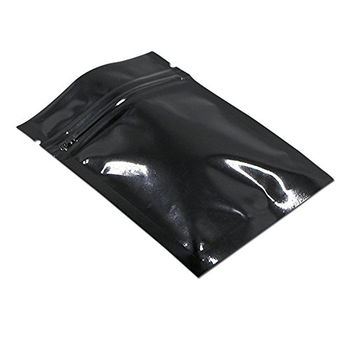 Mylar Bags For Zip Reusable Small Aluminum Foil Lock Package Bag Candy Diy Chocolate Coffee Nut Food Long Term Storage Zipper Lock Packaging Bag With Tear Notch (Black, 2.3X3.1 Inch) #TOP1