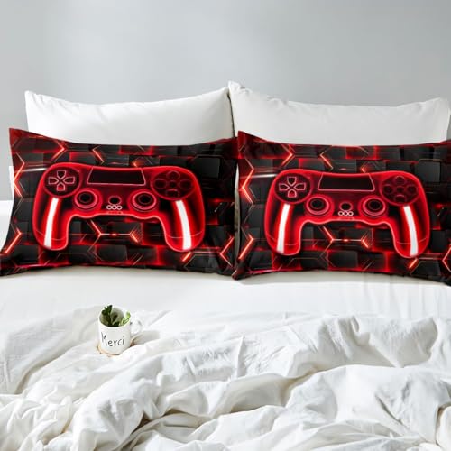 Housse de couette manette de jeu pour relooker une chambre d'ado gamer en rouge