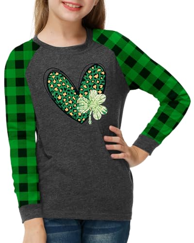 Image of Remimi Girls Thanksgiving Shirts Buffalo Plaid Raglan Tee Cute Turkey Holiday Party Long Sleeve Tshirt 5-14 Years