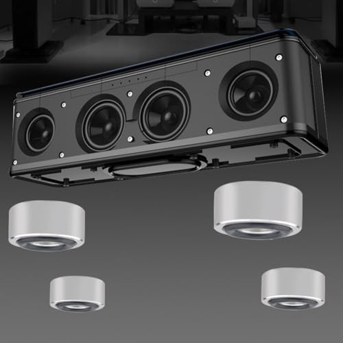 Lawnoval Estacas de aleación de aluminio para altavoces con almohadillas de aislamiento, equipo de audio HiFi, color plateado, pequeño - imagen 5