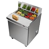 ECEVT 29" W Commercial Refrigerator Sandwich Salad Prep Table Refrigerator Stainless Steel with 8 Pans, Kitchen Equipment for Restaurant, Bar, Shop, Buffet, etc, ETL/NSF/DOE Approved