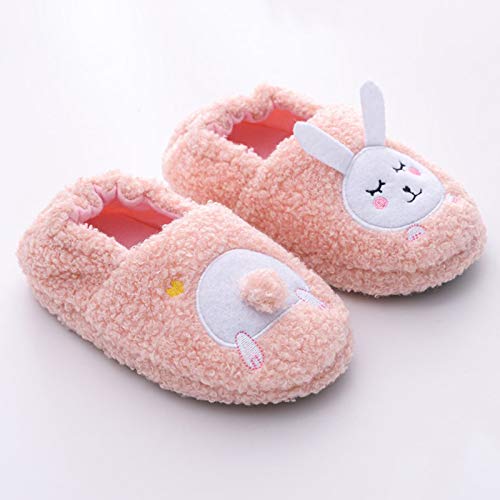 POLG Pantufa infantil para meninos e meninas, chinelo fofo de pele quente para casa, rosa, 2-2.5Year