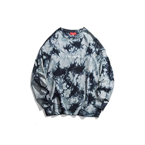 (Wool) Sweater Men Tie Dye Streetwear Sweaters Mens Vintage Winter Knitted Pullovers Sweater
