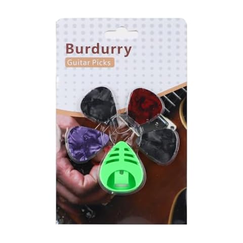 Burdurry Guitar Picks 4 Medium Gauge Pack with Picks Holder and Plastic Picks Box Cover