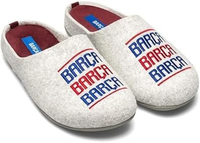 MARPEN SLIPPERS, Pantofole Invernali Ufficiali FC Barcelona Imbottite di Calcio Unisex Uomo e Donna, Aperte Nero, Taglia 34-35