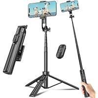 Liphisy 50 Inch Selfie Stick Travel Tripod for Cell Phone with Remote Control and Phone Holder (Black)