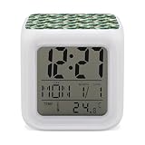 Reloj despertador digital para dormitorio, diseño de isla pequeña de Hawái, lindo reloj digital LED para aula, dormitorio universitario, con luz nocturna de 7 colores, adecuado para decoración de