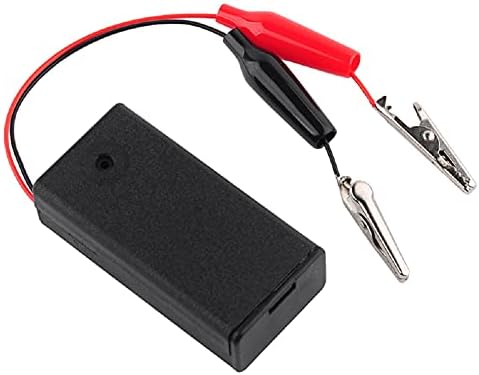 DIYmalls 2 Cell 3V AA Battery Holder Case Storage Box with ON/Off Switch Alligator Clip Wire Cable 130mm (Pack of 4)