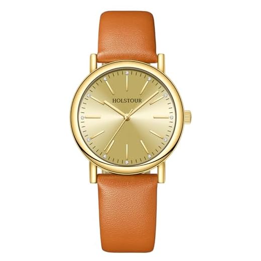 HOLSTOUR Gold Watches for Women Round Case Analog Quartz Easy Reader Watch