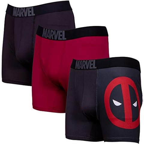 Superhero Stuff Deadpool Performance Mesh Underwear Boxer Briefs 3-Pair Pack (Medium (32-34)) Black Cover