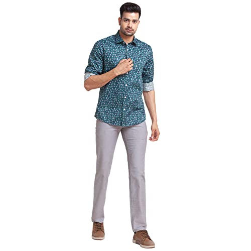 Image of Colorplus Men's Poly Cotton Blend Yarn Dyed Pattern Contemporary Fit Flat Front Casual Trouser