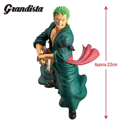 Banpresto BP89379P Roronoa Zoro One Piece Action Figure, Grandist, 22 cm, Multicolor