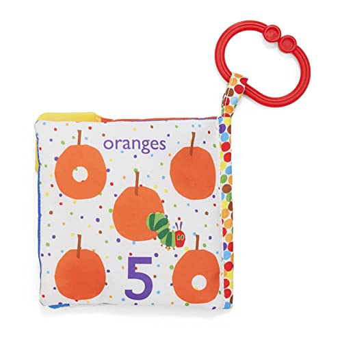 Image of KIDS PREFERRED Let's Count Soft Book - World of Eric Carle the Very Hungry Caterpillar Baby on the Go Clip Teething Crinkle Soft Sensory Book for Babies, 5.25x5.25 Inch (Pack of 12)