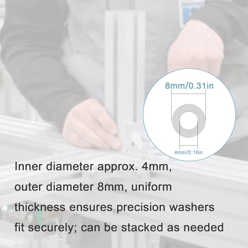 Compatible M4×8MM Steel Shim Washer Set 48pcs (0.1/0.2/0.3/0.5mm Each 12pcs) – Precision Thin Shim/Flat Stainless Spacer Washers for M4 Bolts, Electronics & Mechanical Repair by GKZKNG - Image 6