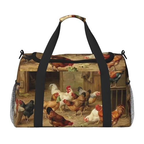 Sac de voyage pour femme à motif poule rôti idéal weekend