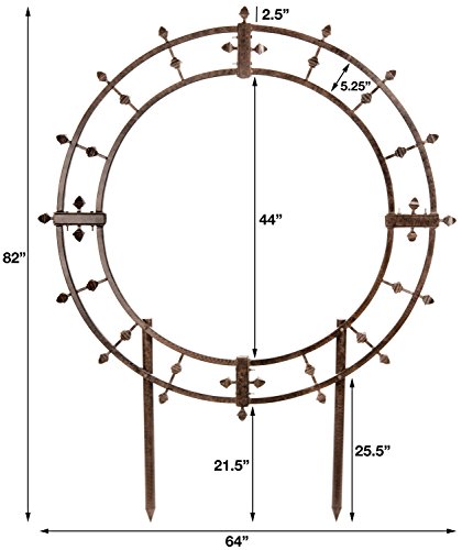 H Potter Garden Trellis Wrought Iron Round Metal Weather Resistant Yard Art