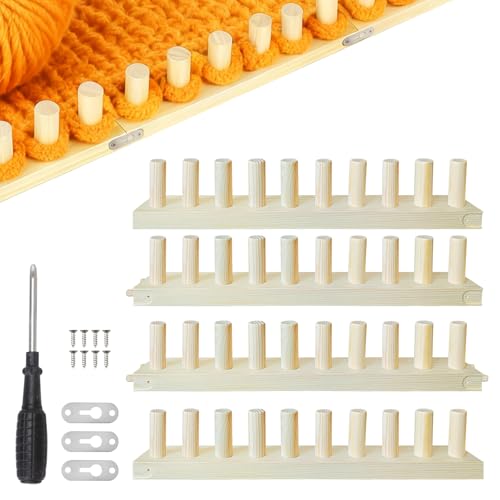 SAQVX 65\" Chunky Blanket Loom - Extra Large Foldable Wood Frame - Adjustable DIY Hand Knitting Loom for Beginners - Portable Chunky Yarn Loom for 38 42 48 55 58 60 65 Inch - Relaxing Craft Gift