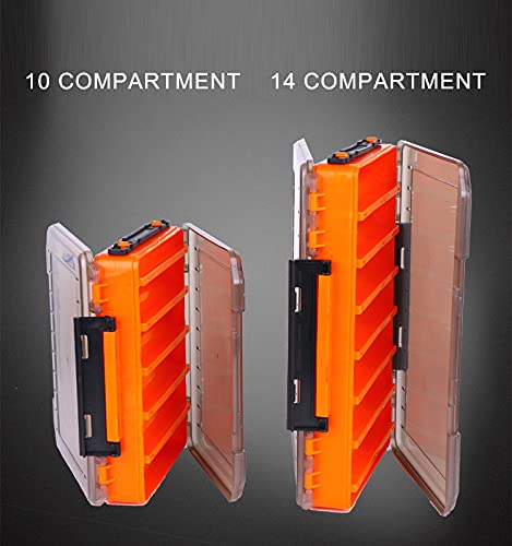 Lesovi Fishing Lure Box Double Sided Tackle Storage Trays Fishing Tackle Storage 14 Compartment Waterproof Visible Plastic Box Fishing Tackle Container (White, 10 Compartment) #TOP1