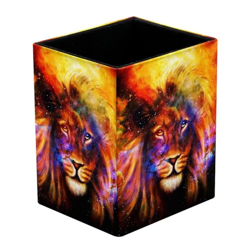 VAPOKF Portalápices para escritorio, retrato de león en galaxia, impresiones espaciales, soportes para bolígrafos, brochas de maquillaje, almacenamiento de suministros de papelería de escritorio,