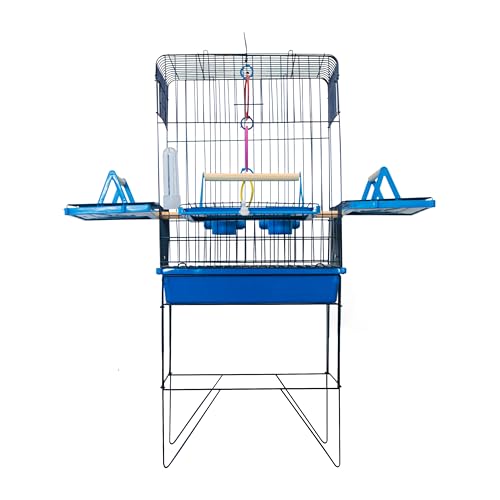 Viveiro Gaiola Para Calopsita Pássaros Triplex Confort Slim Azul Black