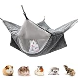 PacuM Meerschweinchen Hängematte Handgenäht 34CM x 34CM Hängematte Heerschweinchen Frei Verstellbar für Ausruhen Zubehör Rutschfestes Design für Kaninchen Meerschweinchen (Grau)
