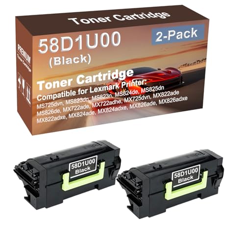 2-Pack Compatible High Yield MS826de MX722ade MX722adhe MX725dvn MX822ade Printer Cartridge Replacement for 58D1U00 Toner Cartridge (Black) -  Cuxwill, ZYM-35850