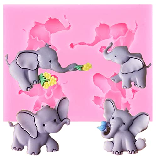 Zixiang Elephant Bear Panda Cat Silicone Fondant Molds For Chocolate Candy Resin Sugar Gum Paste Cake Decorating Set Of 4 #TOP7