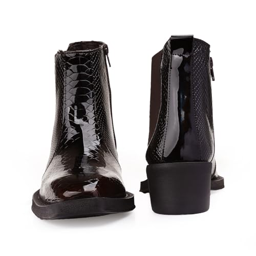 Image of BXXY Men's 2 Inch Block Heel Height Increasing Faux Leather Material, Casual Formal Slip-On Chelsea Boot