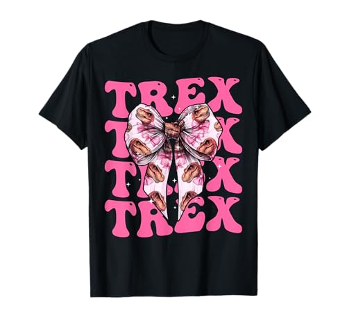 Coquette Bow Trex Dinosaurio Niña Mamá Mamá Día de la Madre Rosa Camiseta