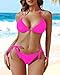 Pinup Fashion 3 Piece Bathing Suits Women Hot Pink Bikini Sets with Cover Up Sexy Swimsuit with Mesh Cover Up S-XXL