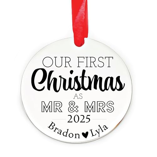 Our First Christmas As Mr & Mrs Ornament 2025 Christmas Ornament First Christmas Ornament Married Husband and Wife Married 2025 The Holly Married-ORN