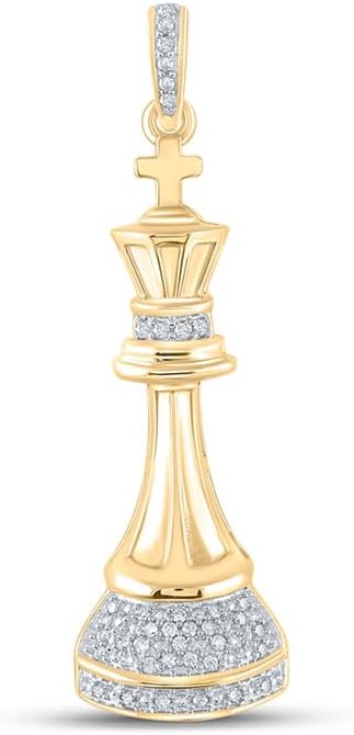 Dazzlingrock Collection 10kt Yellow Gold Mens Round Diamond King Chess Piece Charm Pendant 1/10 Cttw