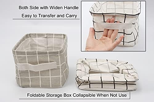 MNEUSHOP 4 Packs Small Storage Baskets Foldable and Waterproof Household Organizer Square Mini Storage Box with Handles for Bedrooms, Toys, Study Rooms, Lounges, Makeup