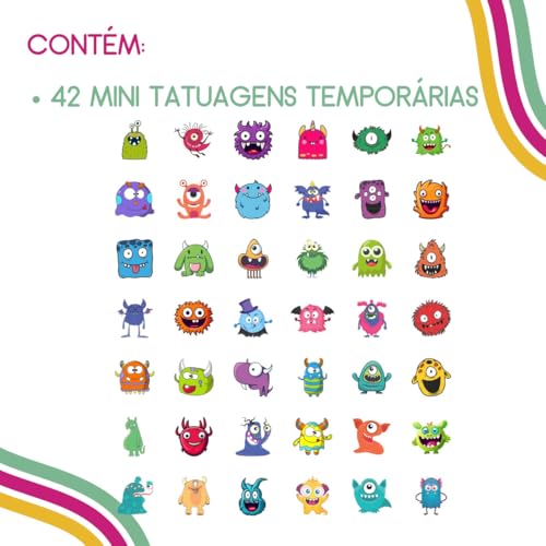 Tatuagem Temporária Infantil Divertida Mini Monstrinhos