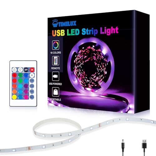 Image of TV LED Backlights, 10ft LED Strip Lights Behind TV USB Operated Color Changing for 46-65 Inch TV RGB 5050 LED Tape Lights with IR Remote Controller and Dimmable