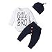 Produktbild Gaddrt Strampler Set Baby Unisex Neugeborenes Brief Solid Button Hose Outfits Freizeit 3er Babyset Shirt + Mütze + Strampler für Mädchen und Jungen