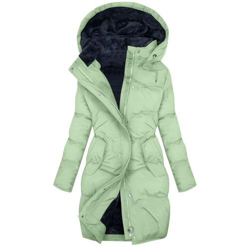 Image of KUIH Coats for Women Winter Fleece Jackets Ladies Hooded Puffer Coat Plus Size Warm Outerwear Waterproof Quilted Coat Thick Padded Jacket Women's Oversized Down Coats Theraml Parka Windbreaker