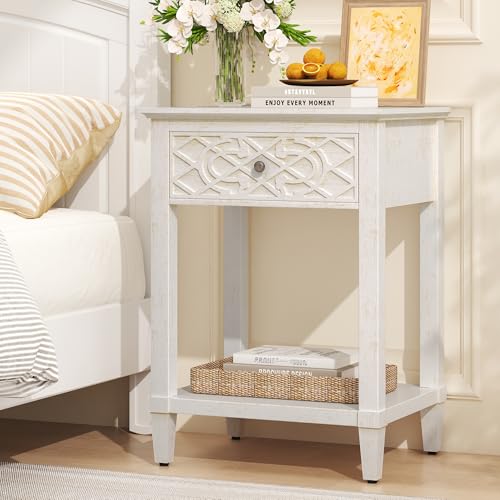 karlott 26" Farmhouse Night Stand with Pre-Assembled Drawers, Painted Bedside...