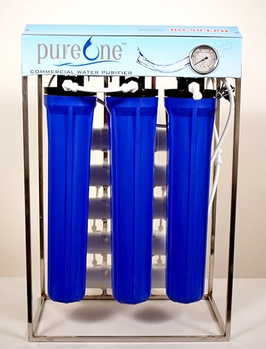 50LPH Commercial RO UV Water Purifier System 50Litre Per hour Stainless Steel, Fully Automatic with TDS adjuster and cover