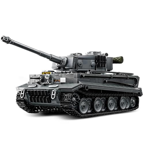 1:28 Tiger Heavy Tank Building Blocks Set for Adults, Compatible with Lego Military Vehicle, WW2 Army Tank Toys Historical Collection Model for Military Fans, Gifts for Teens Kids Boys 8-14 (1668 PCS)